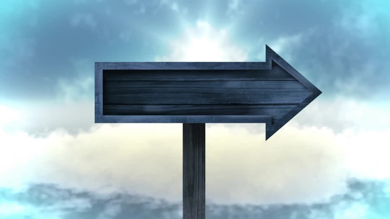 анимация деревянной панели с облачным небом на заднем плане