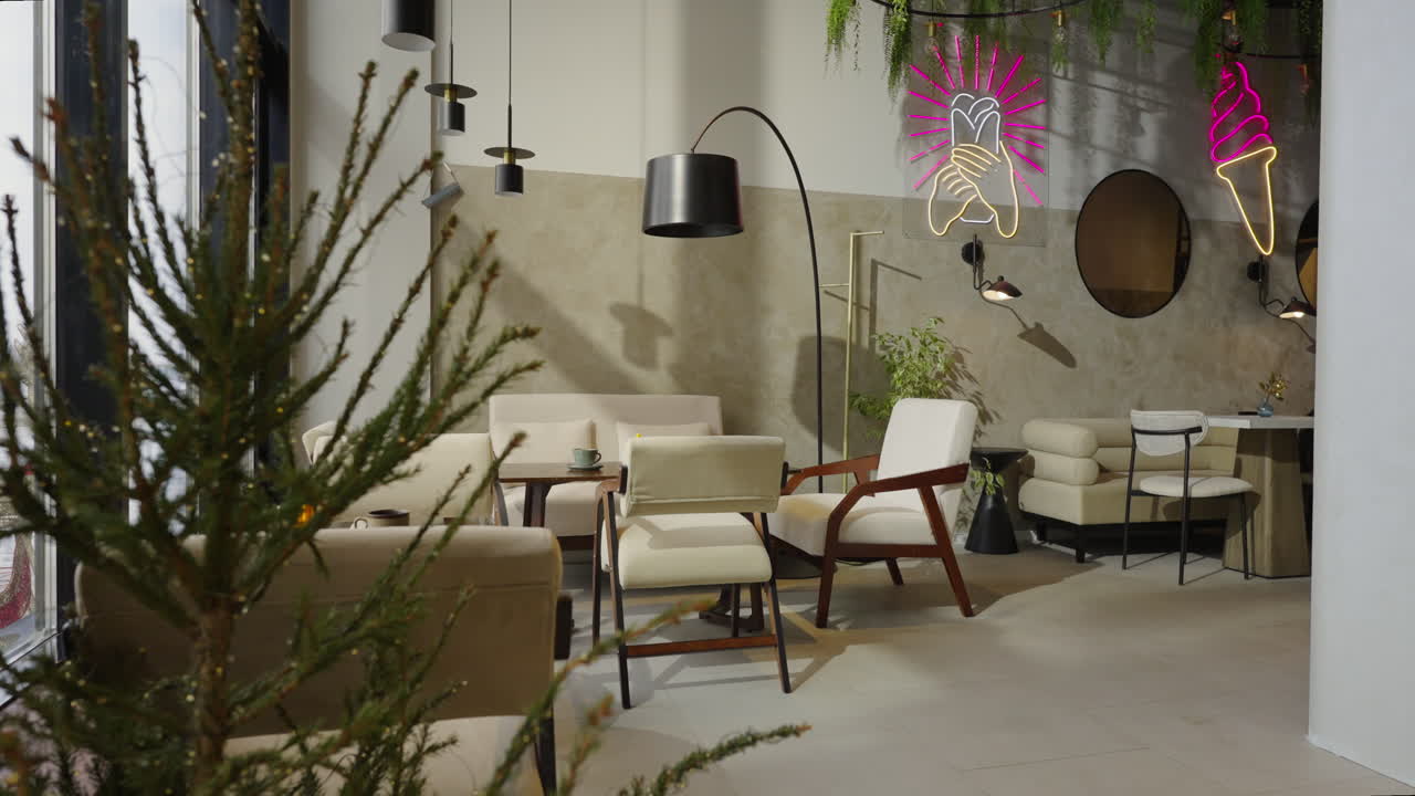 Cozy Christmas Cafe Interior