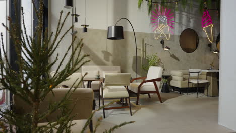 Cozy Christmas Cafe Interior