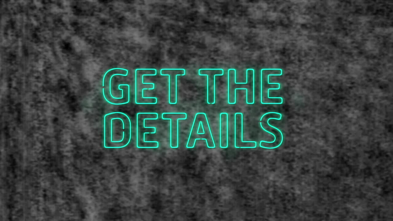 파란 네온 텍스트의 애니메이션, 회색 텍스처 배경에 세부 사항을 얻을