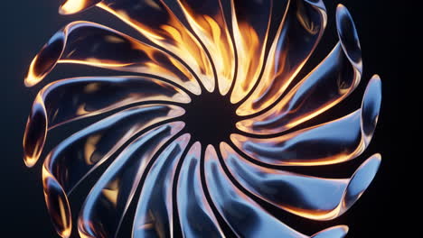 flor de vidrio transparente abstracta con luz de neón, representación en 3d.