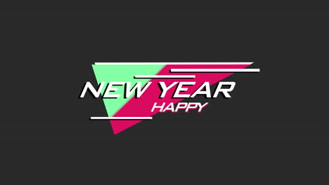 texto moderno de feliz año nuevo con triángulo en gradiente negro