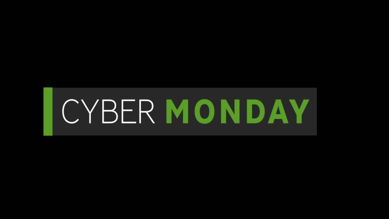 cinta gris con texto de cyber monday contra la pantalla verde