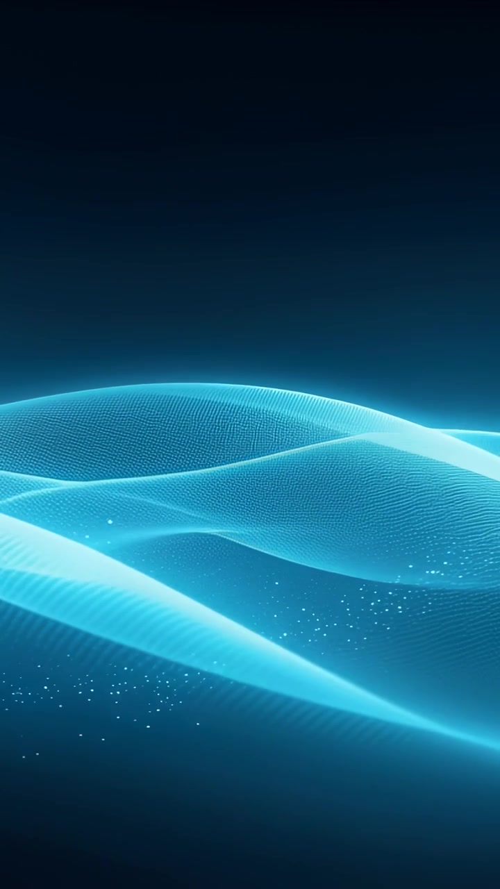Vertical video: Animation starting blue mesh waves shifting crossing flecks on dark gradient for UI
