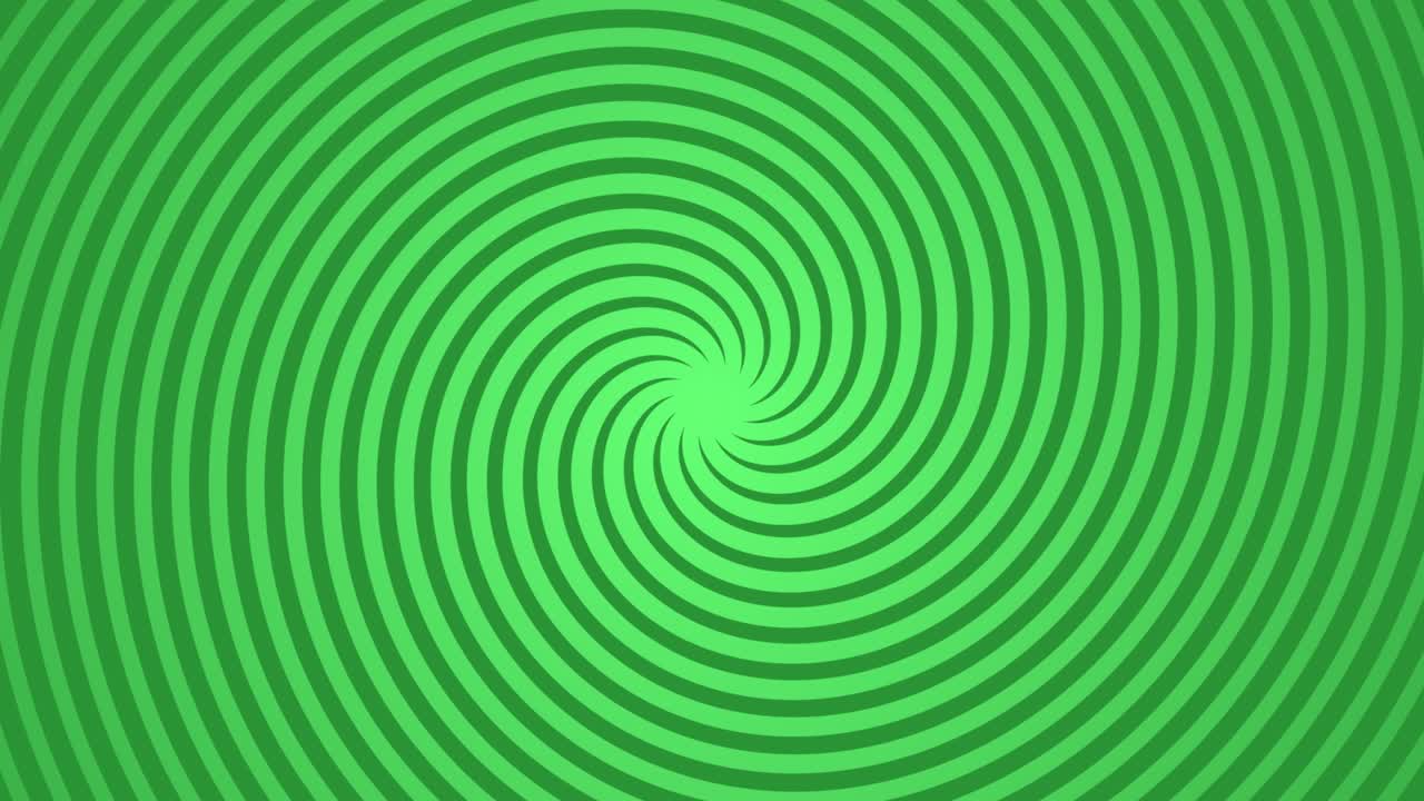 초록색 바탕의 중심을 중심으로 회전하는 초록색 소용돌이.