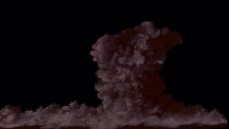 Massive fiery explosion on transparent background