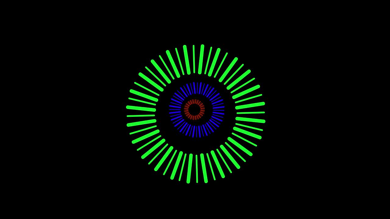 diseños gráficos que giran en el centro y aumentan el tamaño, hasta cubrir todo el fondo y desaparecer.