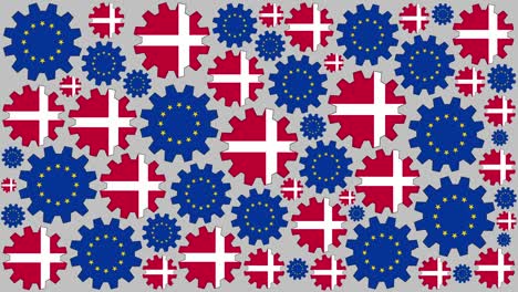 las banderas europeas y danesas girando en el fondo