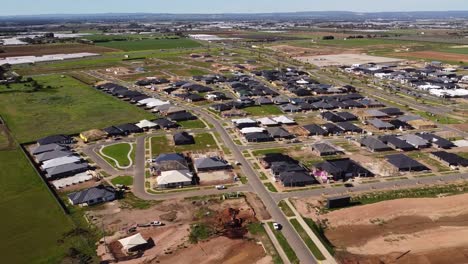 drone shot over new residential housing development in buckland park, south australia