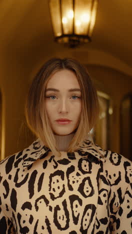 Woman in a leopard print coat