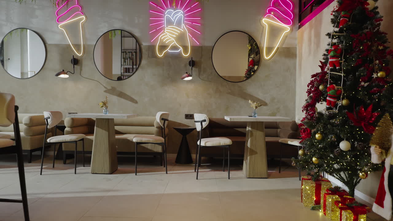 Cozy Christmas Cafe Interior