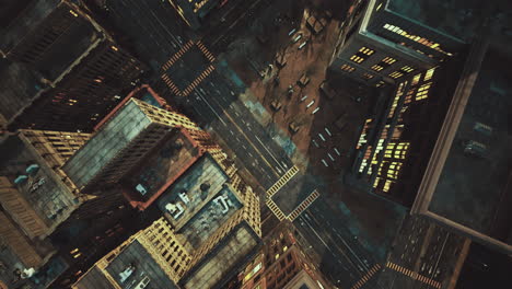elevated view of an urban landscape at dusk showcasing intricate architecture
