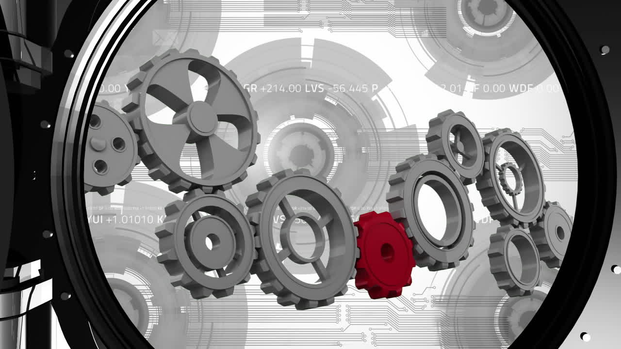 caja fuerte de banco con engranajes y engranajes