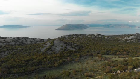 aerial drone shot of rocky seashore and islands in cloudy day-5