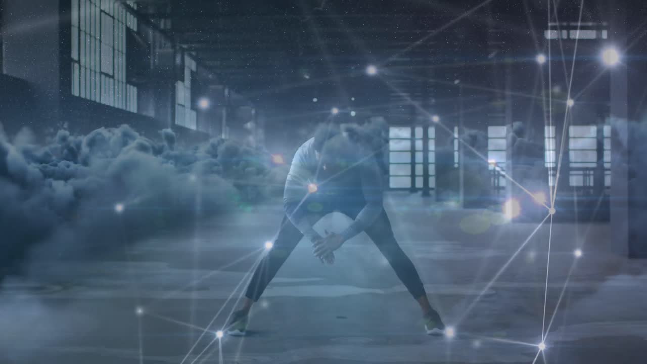 아프리카계 미국인 스포츠맨이 운동하는 구름의 애니메이션