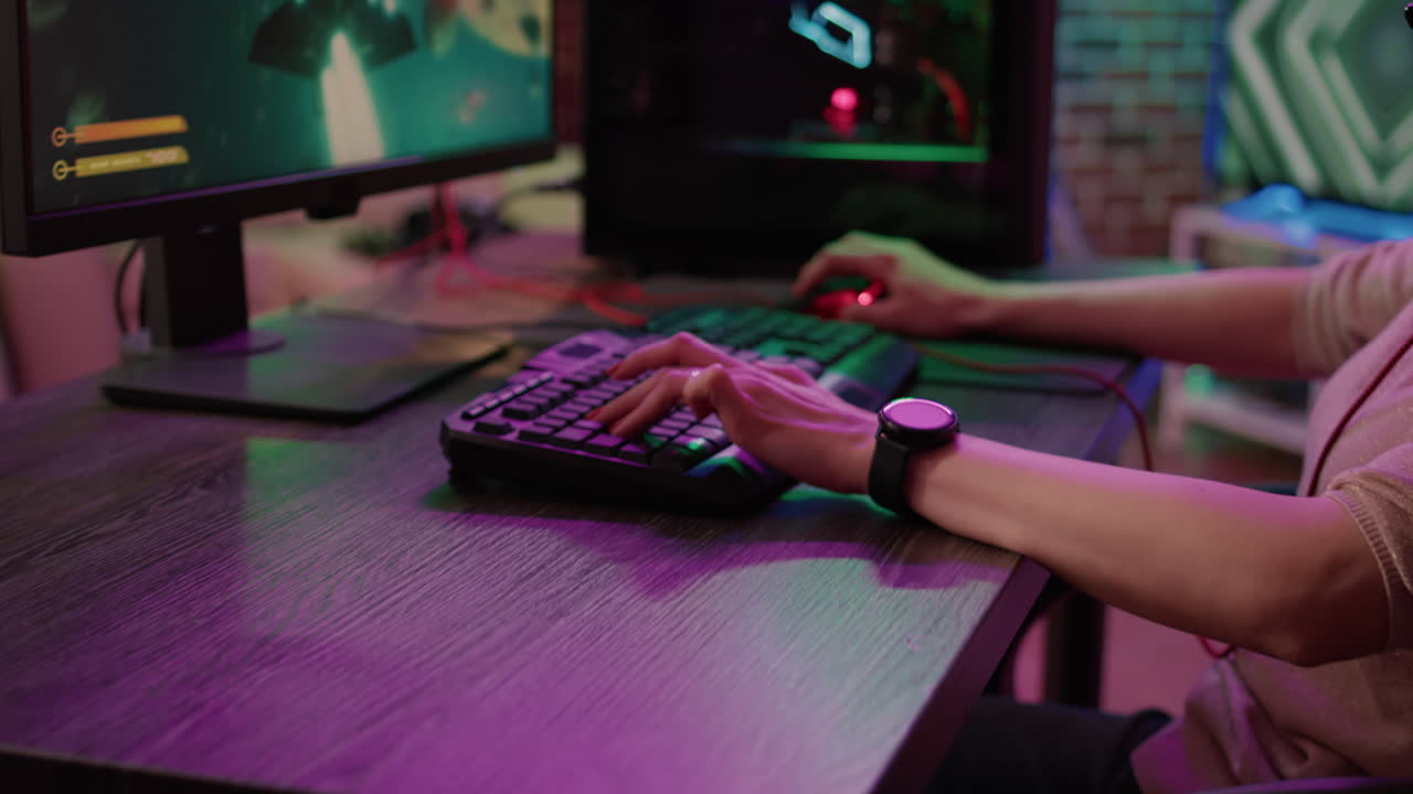 Caucasian woman celebrating winning first place in action game online multiplayer competition