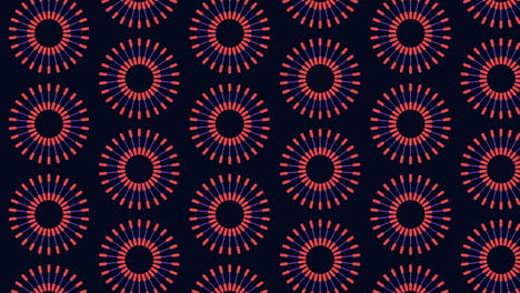 Digital-and-futuristic-neon-circles-pattern-in-rows-from-dots-and-lines-on-black-gradient