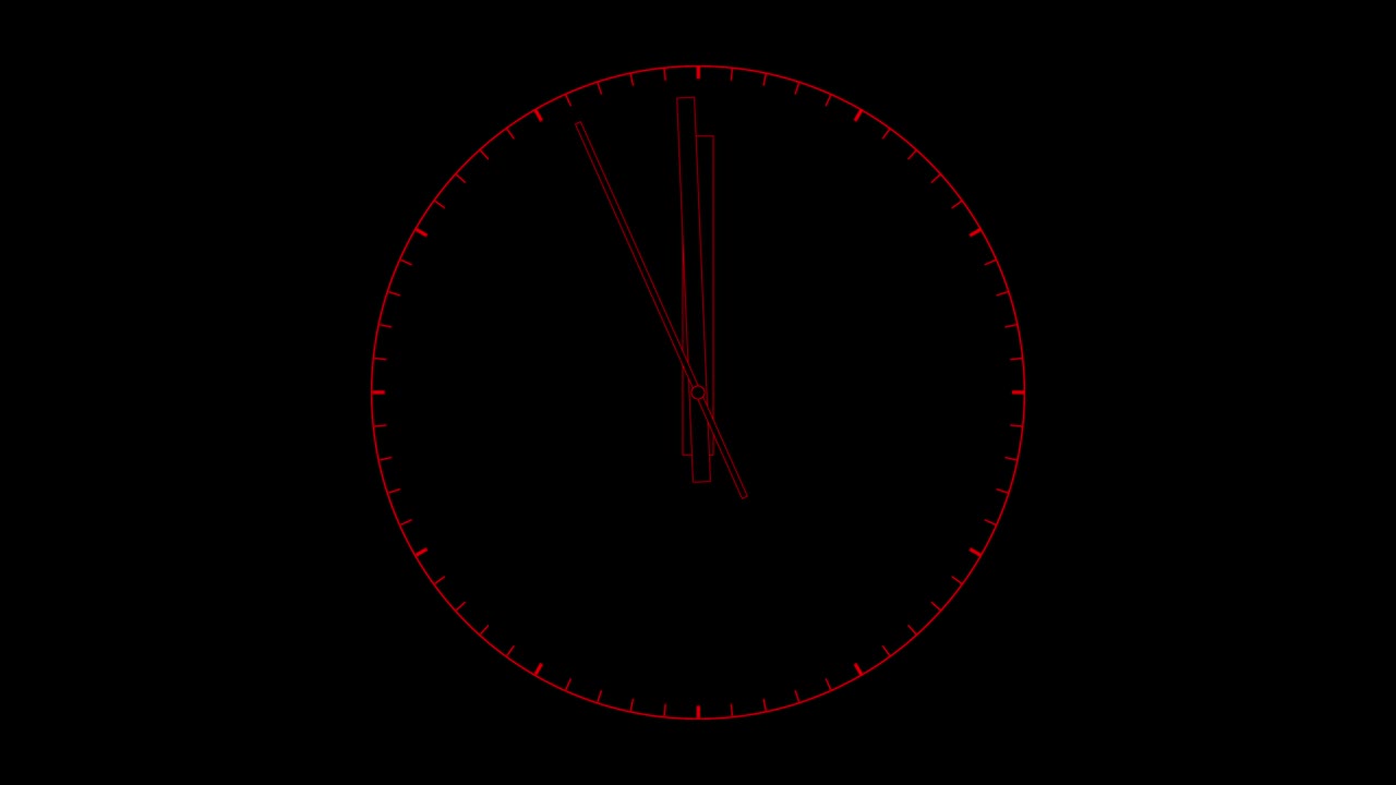 reloj animado. los últimos 10 segundos hasta las 12 horas.