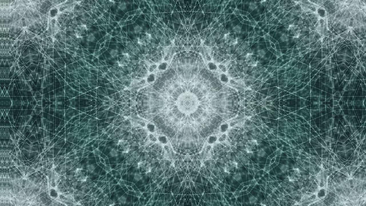 intrincado patrón de caleidoscopio fractal en expansión, formas complejas, cambiando rápidamente, bucle vj