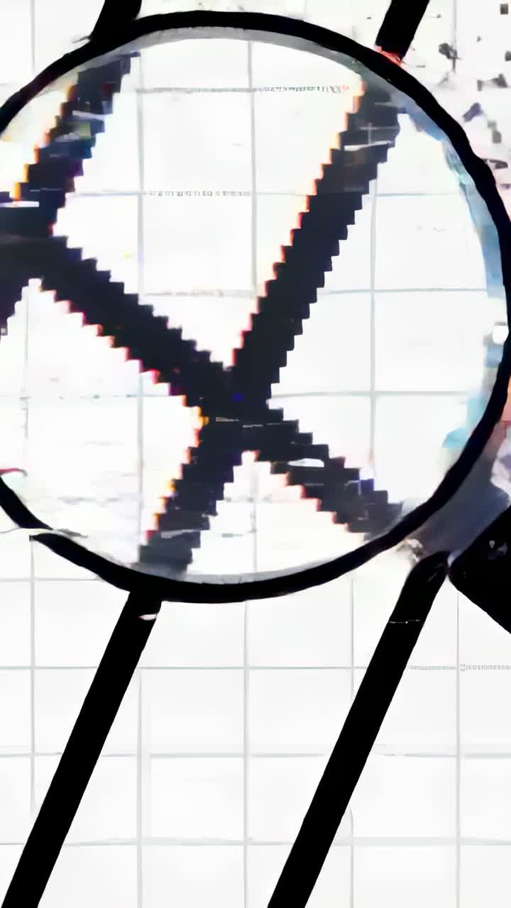 Vertikal video: Afspiller, linse glider hen over et gitter med diagonale bjælker, afslører pixelerede X-glitches.