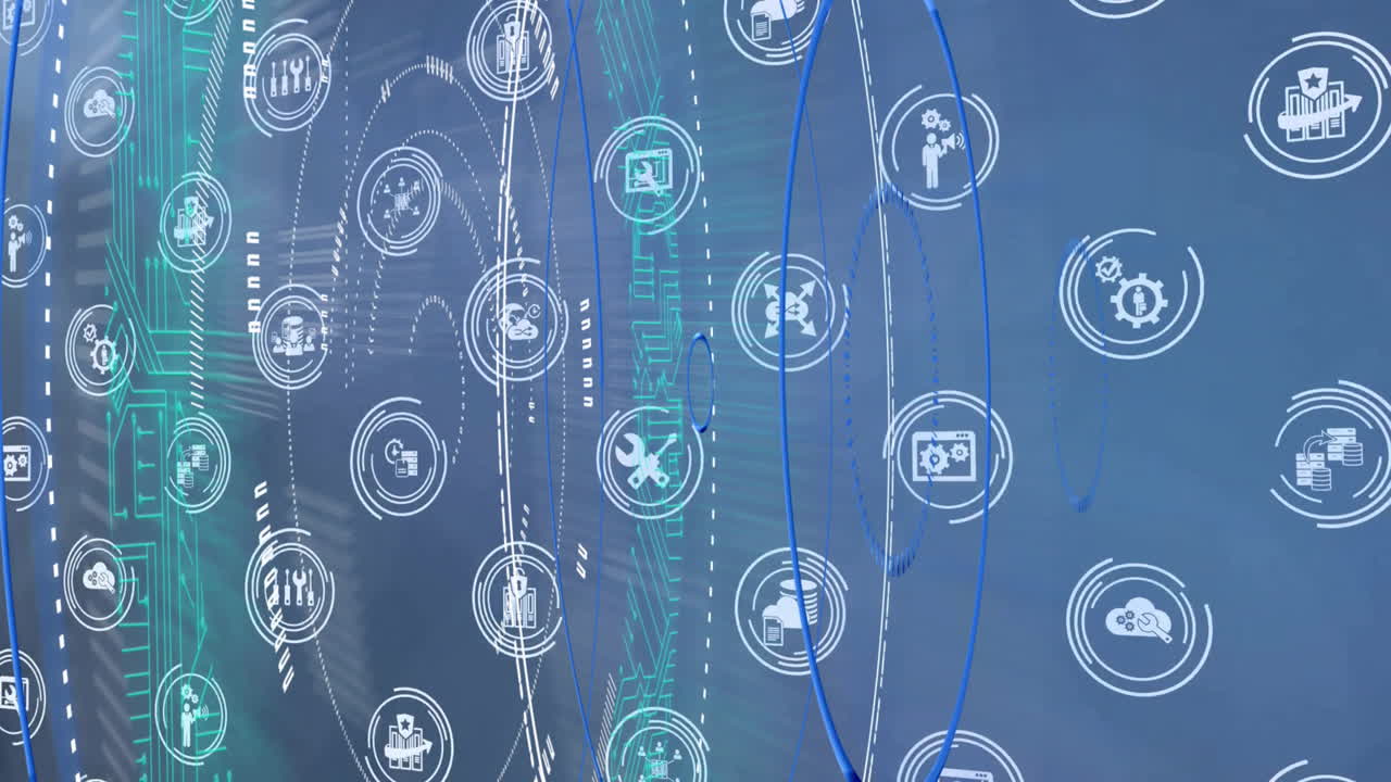 animación de iconos de negocios a través de escaneo de ámbitos