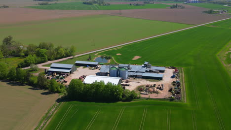 a drone camera provides an incredible picture of modern farms and smart manufacturing