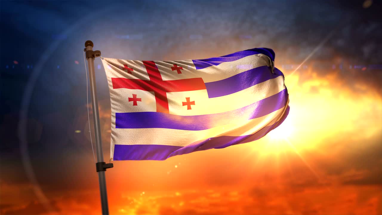 아름다운 해가 뜨는 순환 속도 느린 동영상 4k에서 배경 조명 된 adjara 발