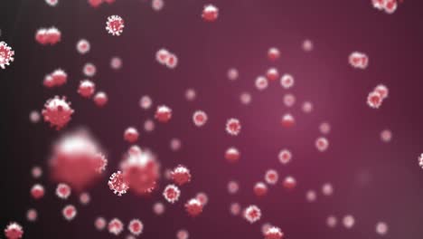 Animation-Von-Viruszellen-Auf-Rotem-Hintergrund