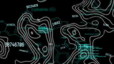 múltiples números cambiantes y topografía sobre estructuras de productos químicos y procesamiento de datos