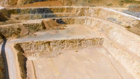 limestone mine ridge carved on the mountain aerial