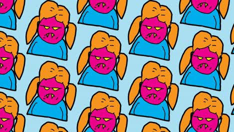 kids drawing pop art seamless background with theme of female vampire
