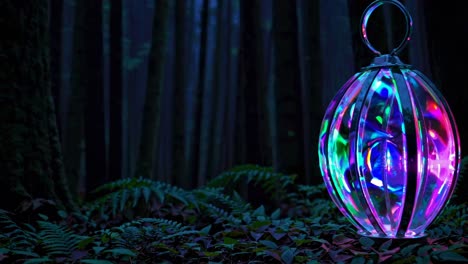 linterna brillante en un bosque oscuro