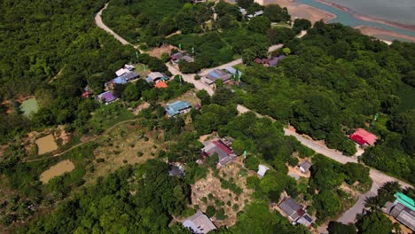 aerial view of small houses in the island near koh samui, thailand