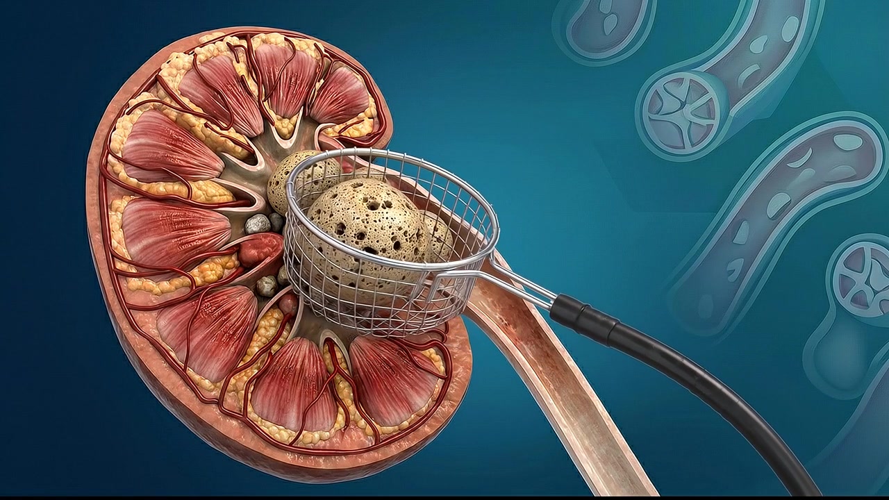 外部医療用ステントメッシュを備えた腎臓の断面医療イラスト