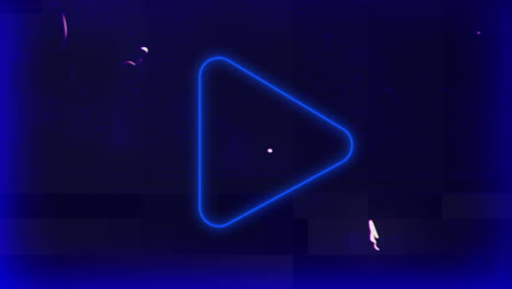 animation of blue play triangle symbol, with interference, on blue background