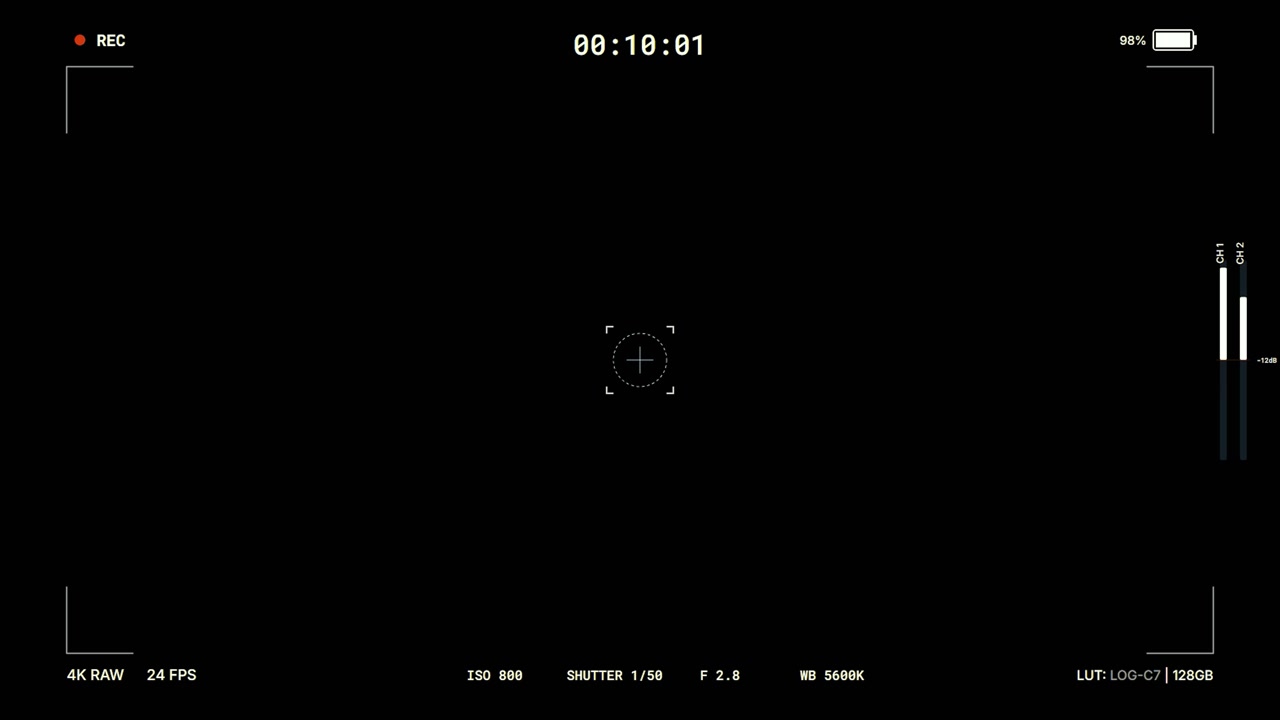 Digital Camera Recording Interface Overlay with Black Background