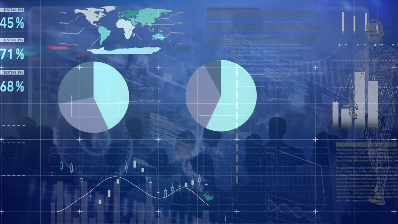 Animation of data processing over diverse business people