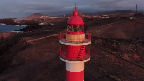 sunset aerial of the light house on gran canaria