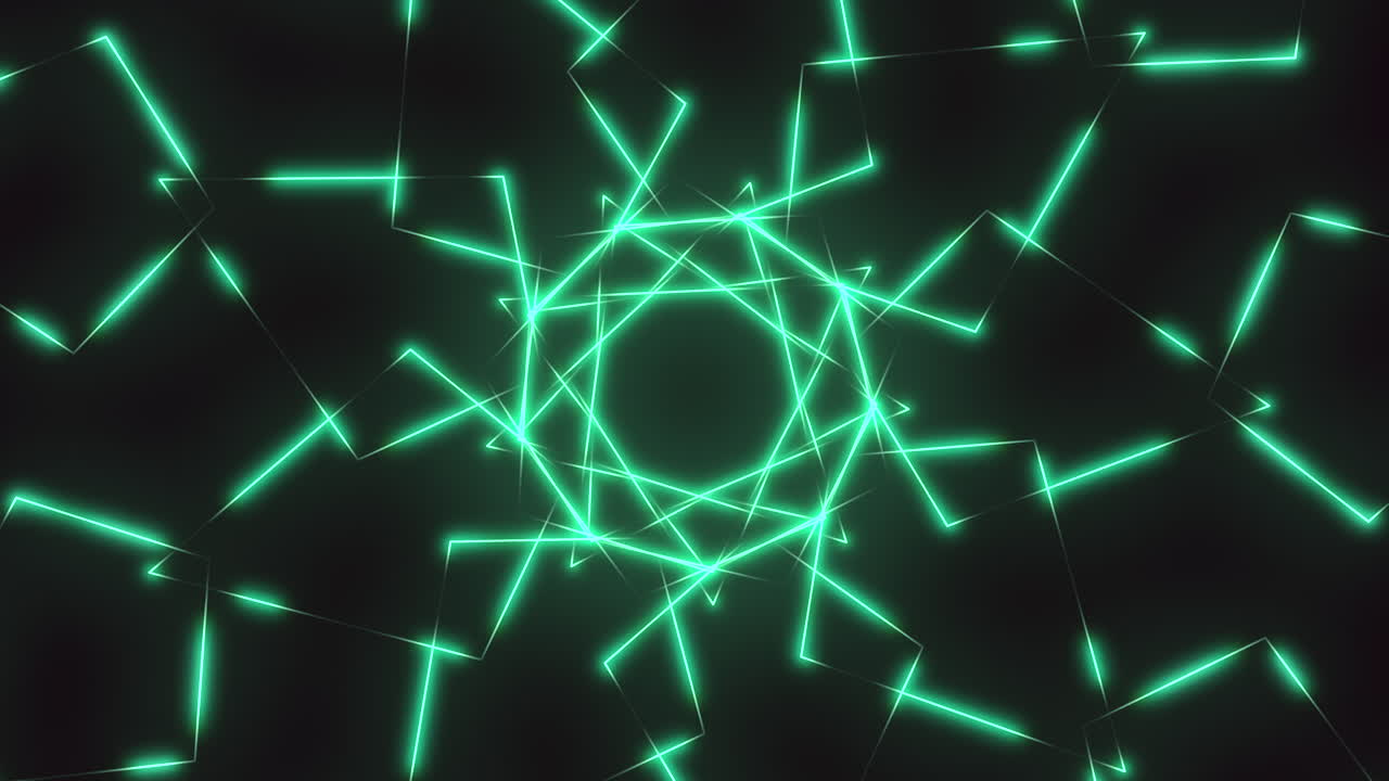 las líneas verdes brillantes y las formas geométricas crean un patrón futurista