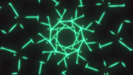 glowing green lines and geometric shapes create a futuristic pattern