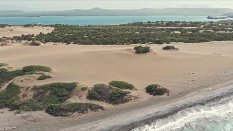 dunes of bani, las dunas de bani in southern dominican republic - circling, aerial view