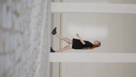 vertical: woman's high-fashion video shoot, trendy clothing model shoot