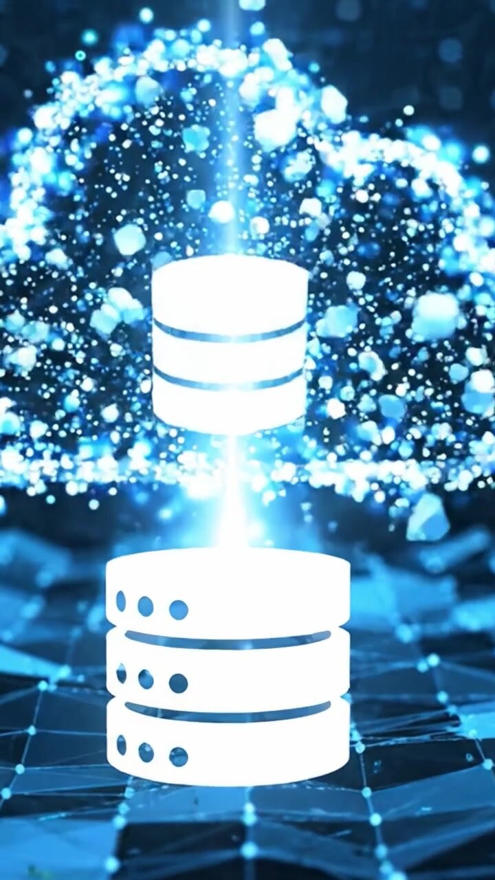 Dynamic Visualization of Digital Data Transfer: A High-Tech Representation of Networks and Cloud Storage in a Vibrant Blue Atmosphere
