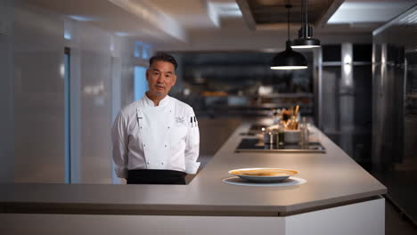 chef standing in a modern kitchen