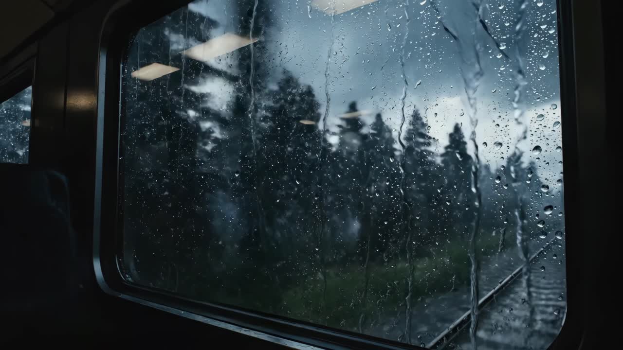 Rainy Train Journey Through the Forest