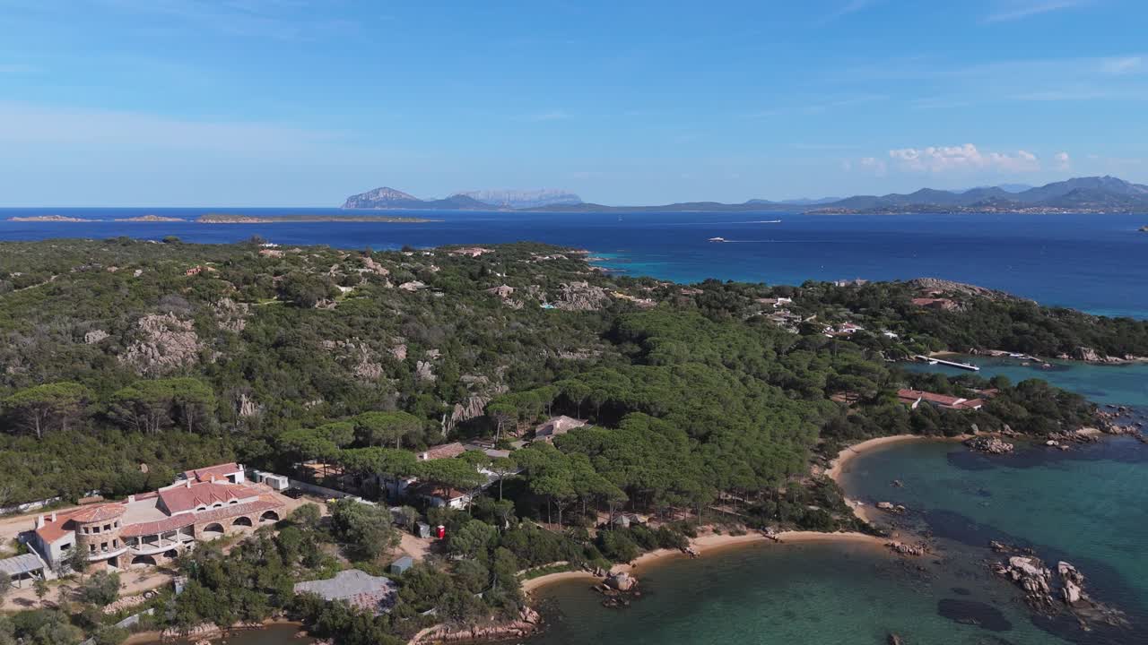Cala di volpe scenic stunning seascape aerial drone view in Sardinia Italy
