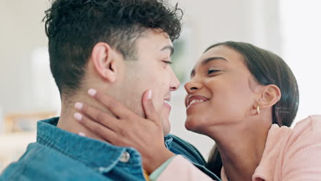 home, nose and couple with love