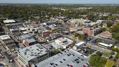 aerial view of a charming downtown area
