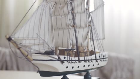 wooden white sailing ship model