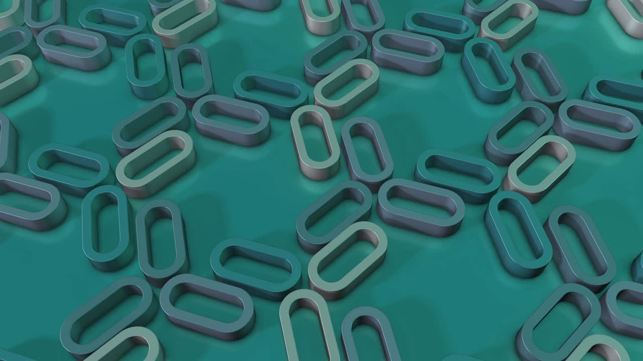 простой минималистический 3d-рендеринг вращающихся экструдированных форм. небесно-голубые овалы, ссылки.